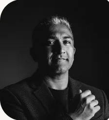 Black-and-white portrait of Sunny Patneedi
